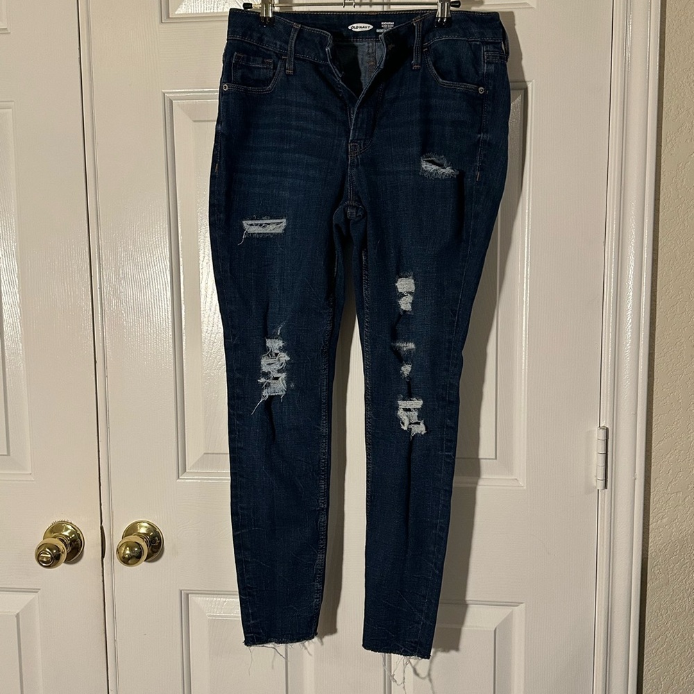 Old Navy Blue Skinny Jeans with Distressed Detailing